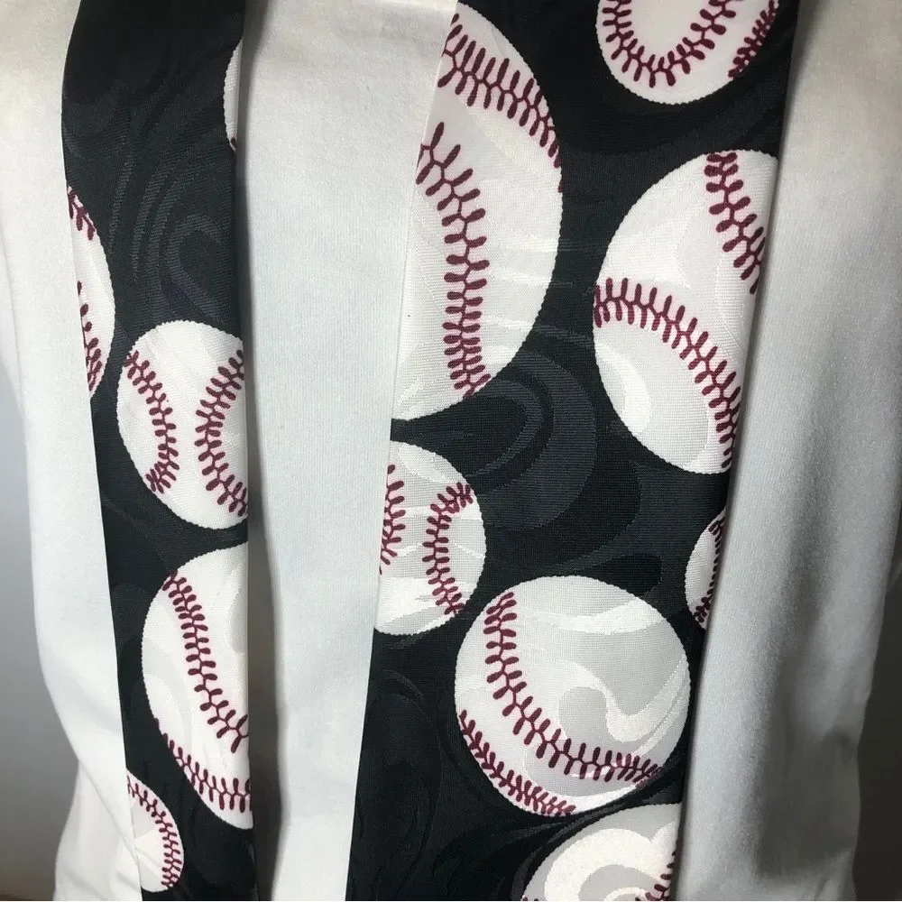 Vintage Florence Silk sports necktie baseball black men's tie‎